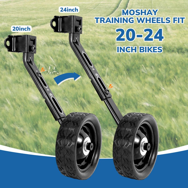 MOSHAY Roll Over Image to Zoom in Bicycle Training Wheels Fits 16 18 20 22 24 inch Kids Variable Bike (black) - Image 2